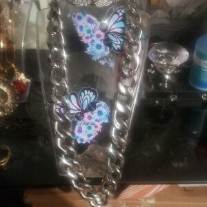 Silver Chain Necklace with Butterfly Accents
